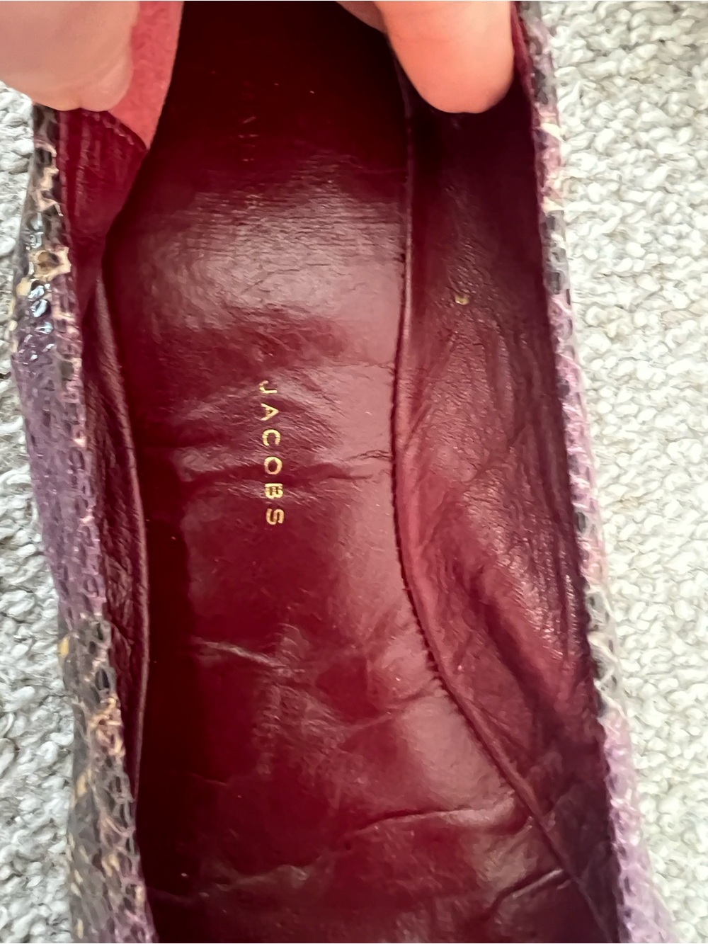 Marc Jacobs Purple Snake-Print Ballet Flats with Black Suede Cap Toe - Picture 8 of 8